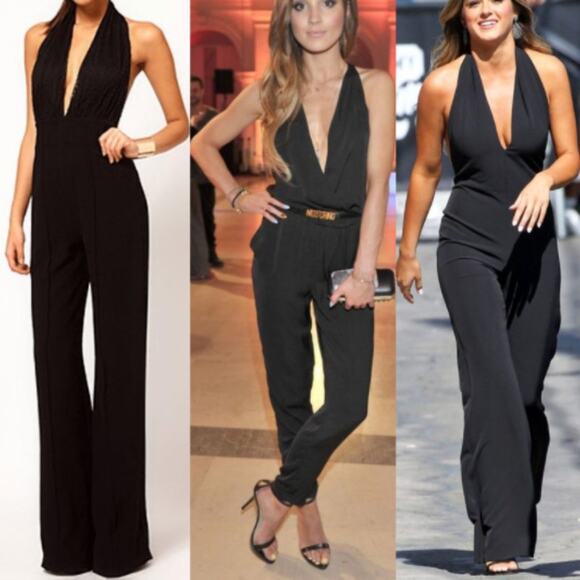 STUDIO ONE black deep v-neckline jumpsuit size XL - Picture 14 of 14